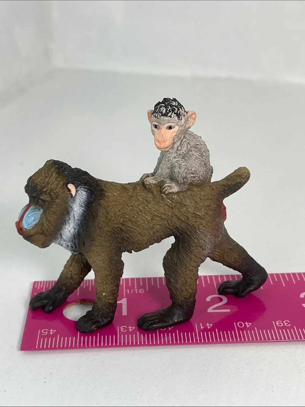 Schleich MANDRILL w/Baby Female Baboon Retired Animal Figure 2013